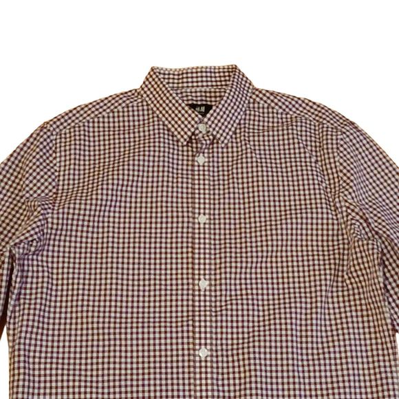 H&M Checkered Easy Iron Button Up Shirt Size L - Picture 3 of 7